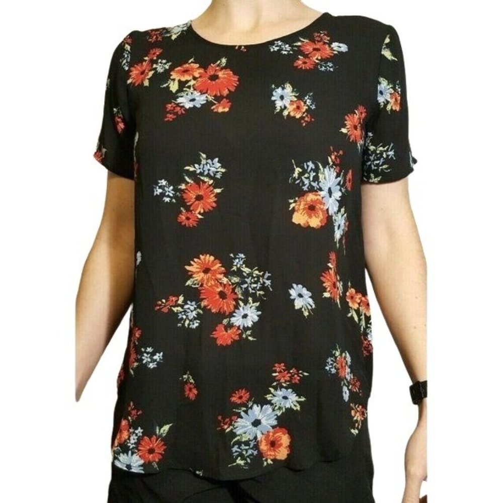 Chelsea & Theodore Women's Short Sleeve Hi-Low Round Hem Dressy Blouse XL